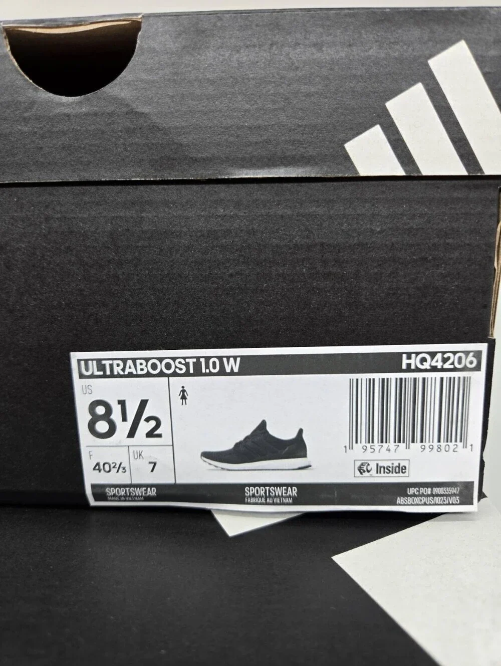adidas Women's UltraBoost 1.0 HQ4206 Double Black Shoes Size 8.5 New